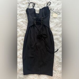 Luxxel Black Strapless Bustier Dress